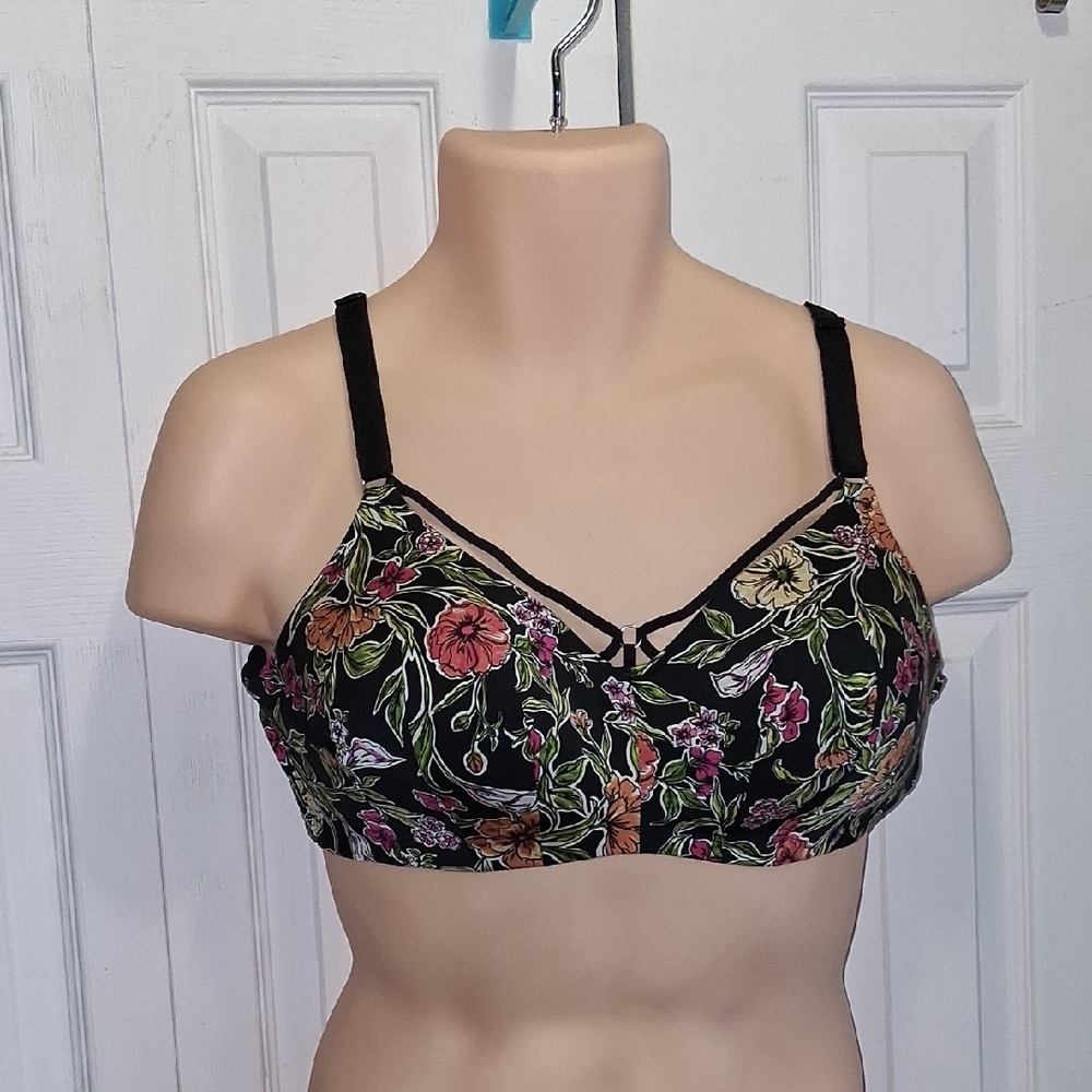 Torrid Black Floral Bralette